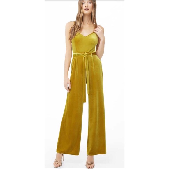 forever 21 mustard jumpsuit